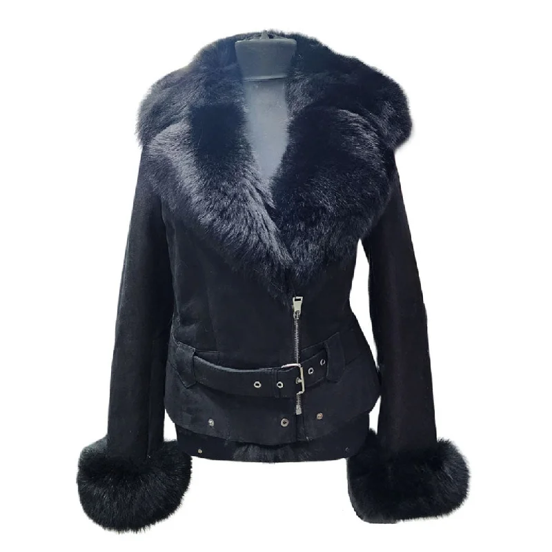 Azalea shearling jacket with large fox fur