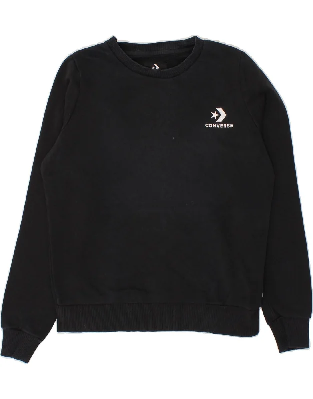 CONVERSE Womens Sweatshirt Jumper UK 10 Small Black Cotton