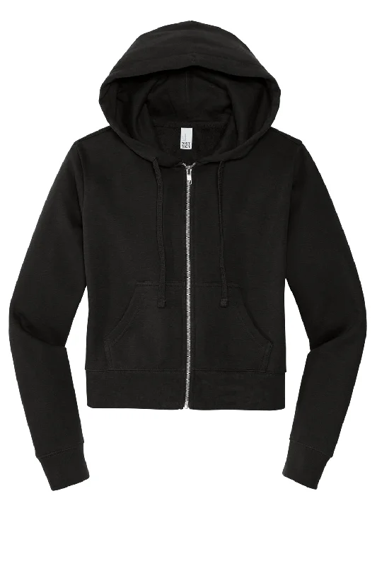 District Womens V.I.T. Fleece Full Zip Hooded Sweatshirt Hoodie - Black