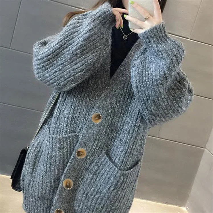 Fashion casual long loose cardigan sweater coat