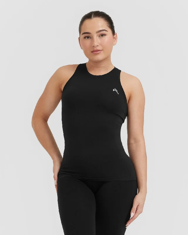 Go To Seamless Fitted High Neck Vest | Black