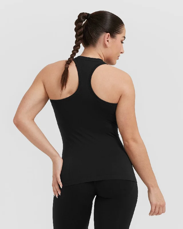 Go To Seamless Fitted High Neck Vest | Black