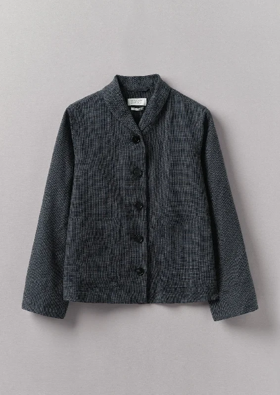 Grid Check Cotton Linen Jacket | North Sea