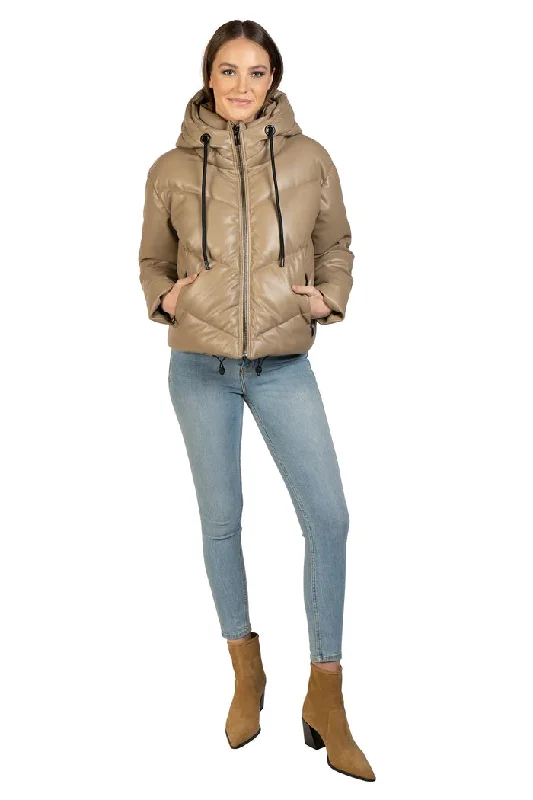 Hooded Quilted Pat Jacket | Taupe