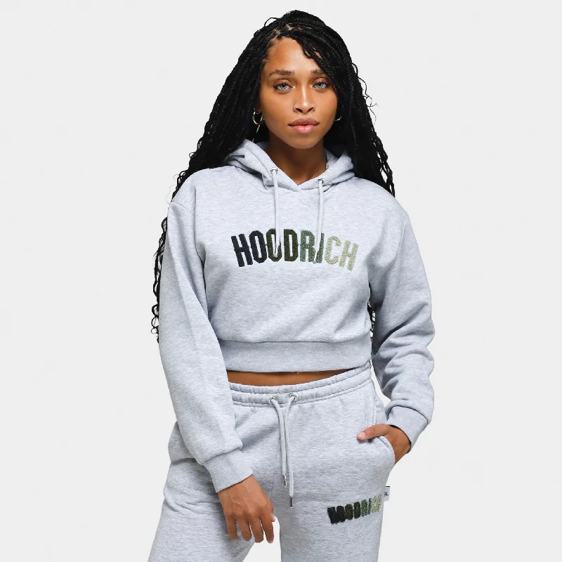 Hoodrich Women's OG Kraze Cropped Pullover Hoodie Grey / Green Ombre