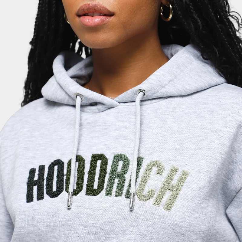 Hoodrich Women's OG Kraze Cropped Pullover Hoodie Grey / Green Ombre