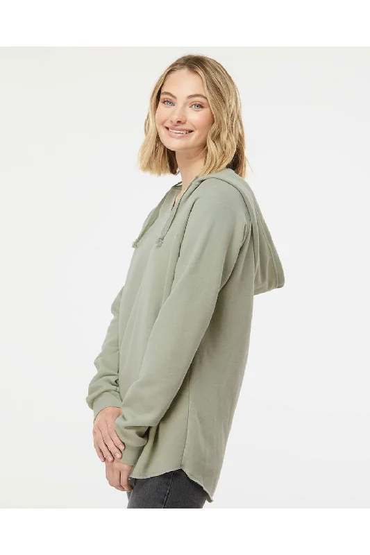 Independent Trading Co. Womens California Wave Wash Hooded Sweatshirt Hoodie - Sage Green - NEW