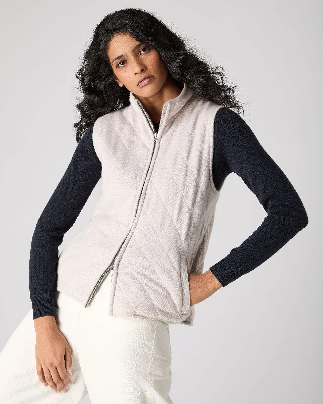 The Jockey Club Women's Diamond Cashmere Gilet Snow Grey