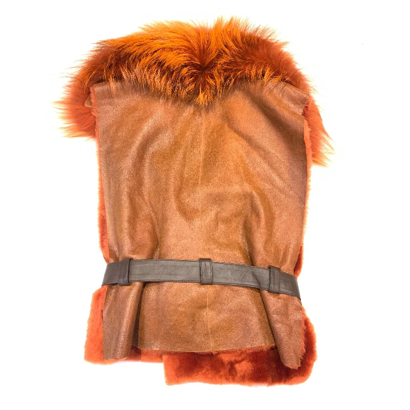 Kashani Ladies Rust Strap Shearling Vest