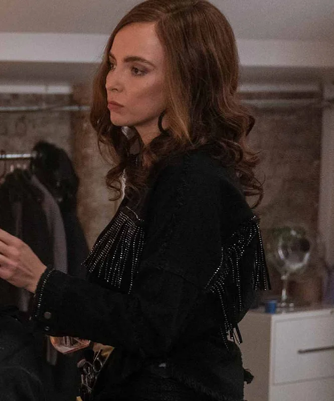 Killing Eve Villanelle Fringe Denim Black Jacket