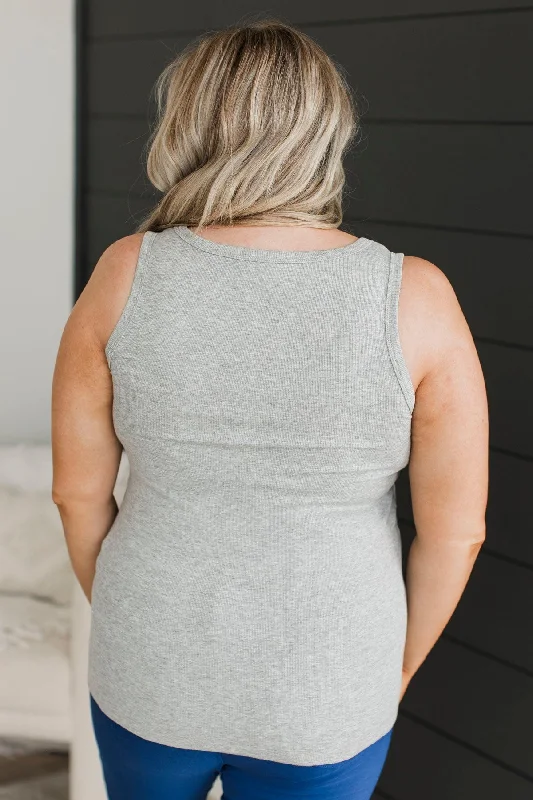 Memorable Moments Henley Tank Top- Heather Grey