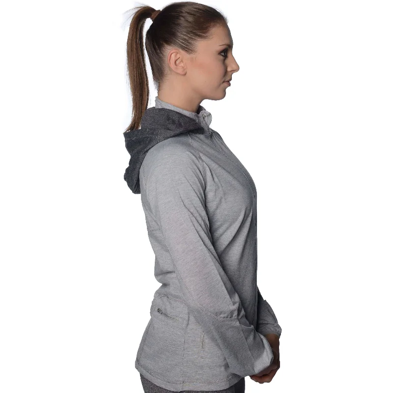 More Mile Marl Full Zip Womens Training Hoody - Grey