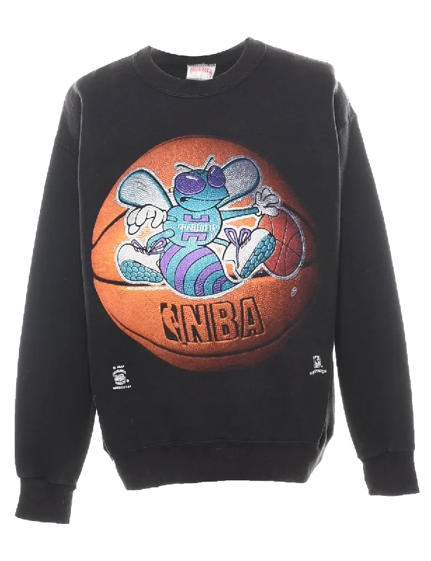 NBA Hornets Printed 1990s Sweatshirt - L