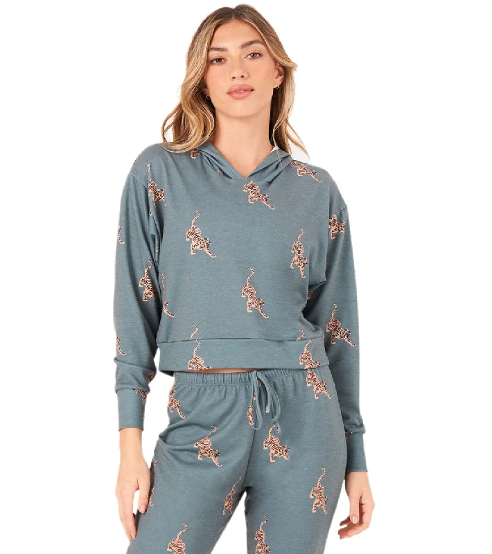 Onzie Crop After Yoga Hoodie Pale Cacti Tiger