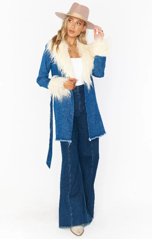 Penny Lane Coat ~ Pacific Tide with Faux Fur