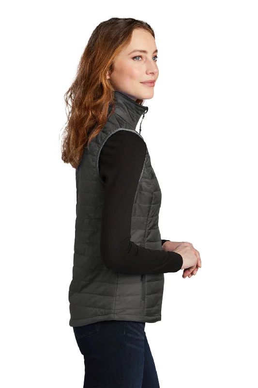 Port Authority Womens Water Resistant Packable Puffy Full Zip Vest - Sterling Grey/Graphite Grey