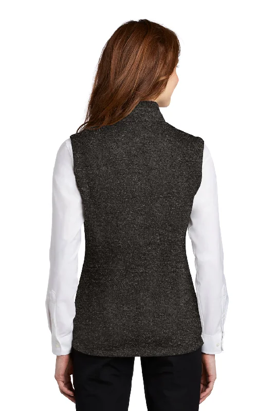 Port Authority Womens Sweater Fleece Full Zip Vest - Heather Black