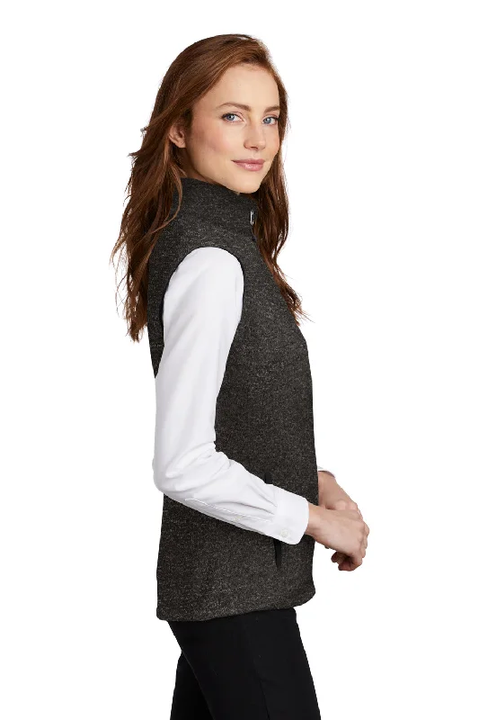 Port Authority Womens Sweater Fleece Full Zip Vest - Heather Black