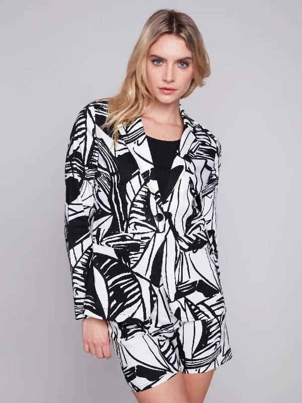 Printed Linen Blend Blazer - Breeze