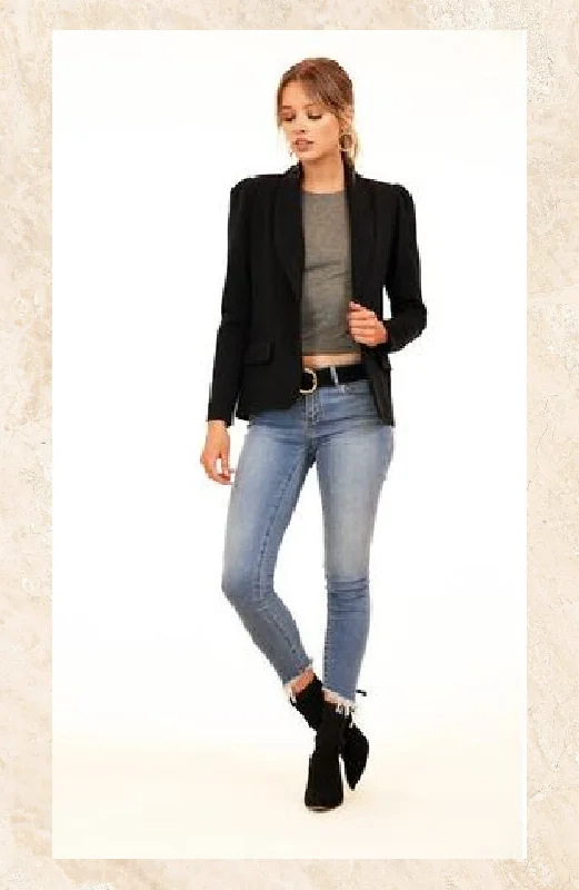 Veronica M . Puff Sleeve Ponti Blazer With Round Lapel | Black