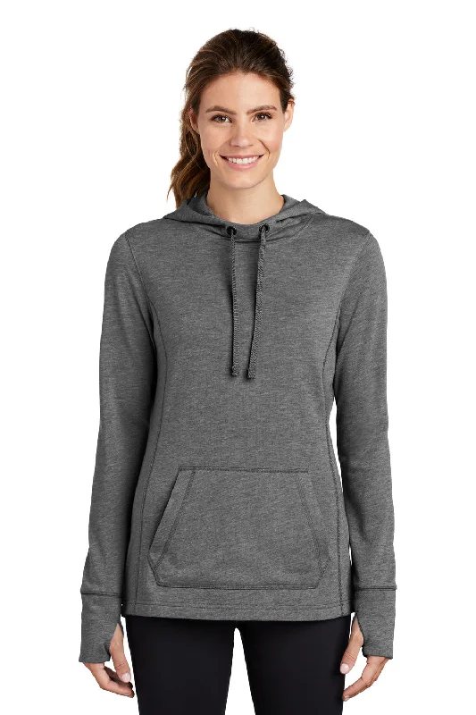 Sport-Tek Womens Moisture Wicking Fleece Hooded Sweatshirt Hoodie - Heather Dark Grey