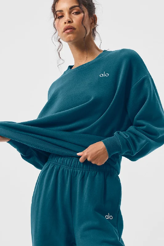 Accolade Crew Neck Pullover - Oceanic Teal