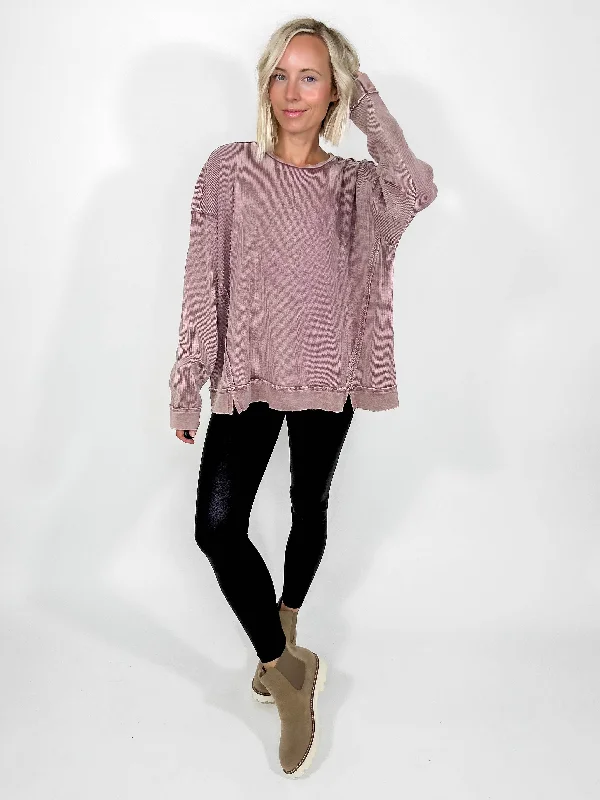 Vernon Thermal Washed Pullover- ROSE TAUPE