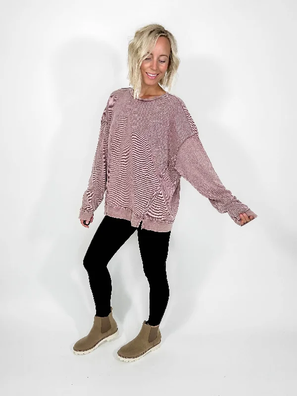 Vernon Thermal Washed Pullover- ROSE TAUPE