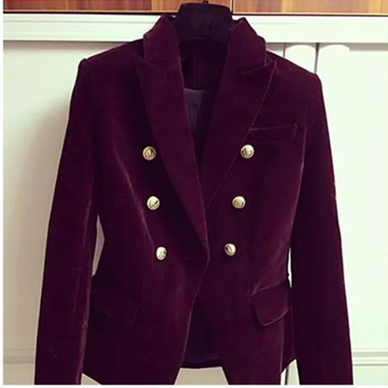 Women Blazer, Velvet Blazer Double Breasted