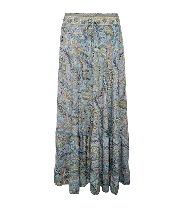 Luna Maxi Frill Skirt Blue Garden - Multi