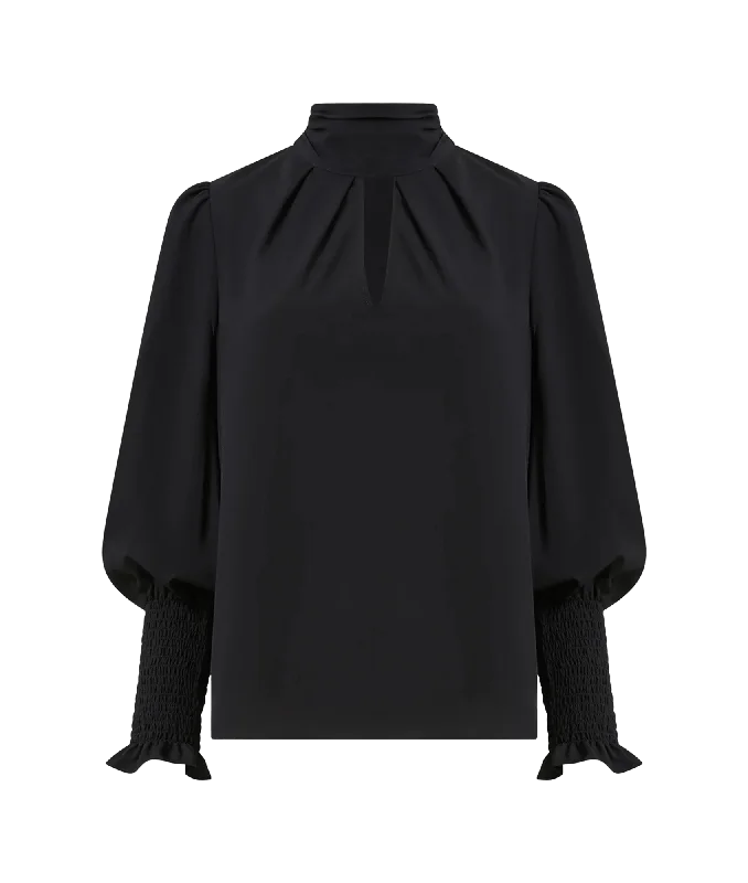 Crepe Light Keyhole Top - Blackout