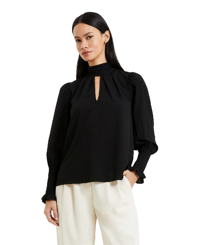 Crepe Light Keyhole Top - Blackout