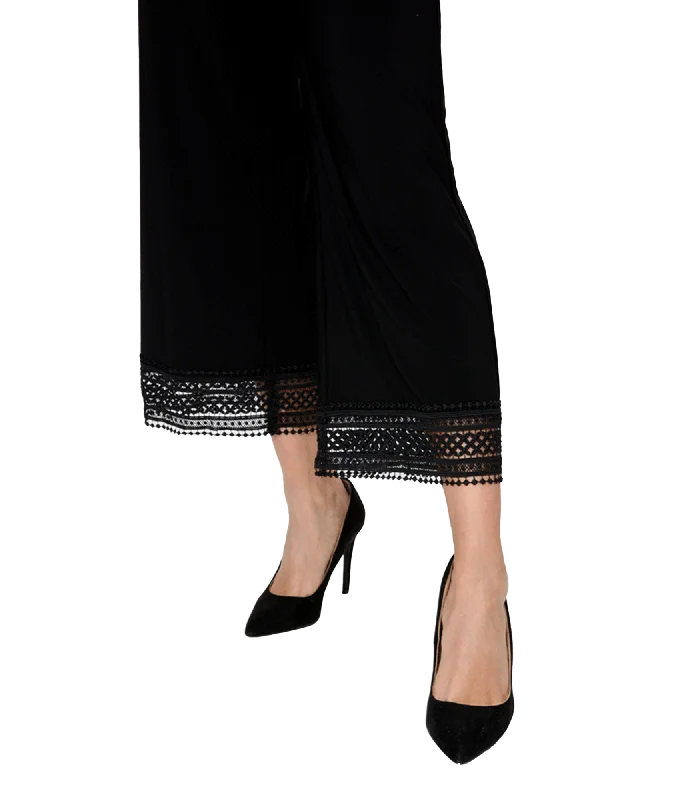 Lace Detail Cuff Pant Style - Black