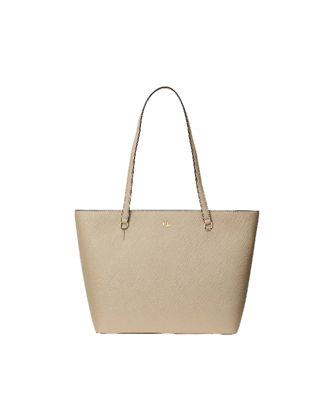 Crosshatch Leather Medium Karly Tote - Beige