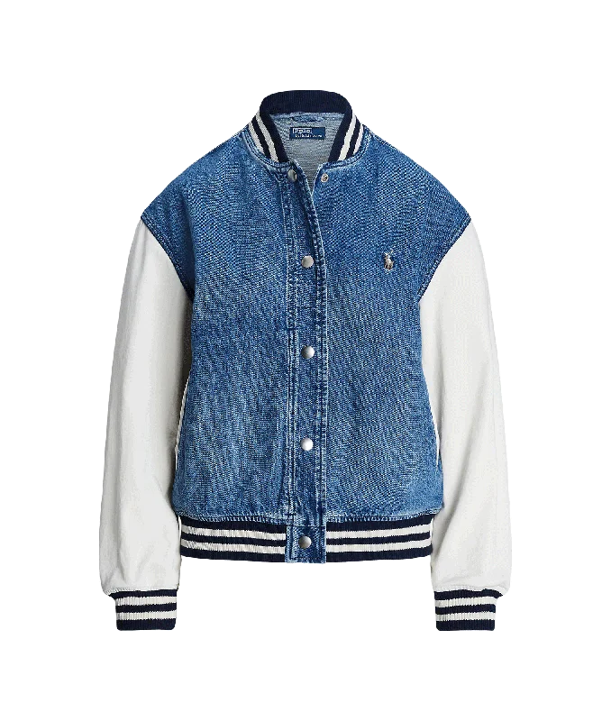 Logo Flag Bomber Jacket - Blue