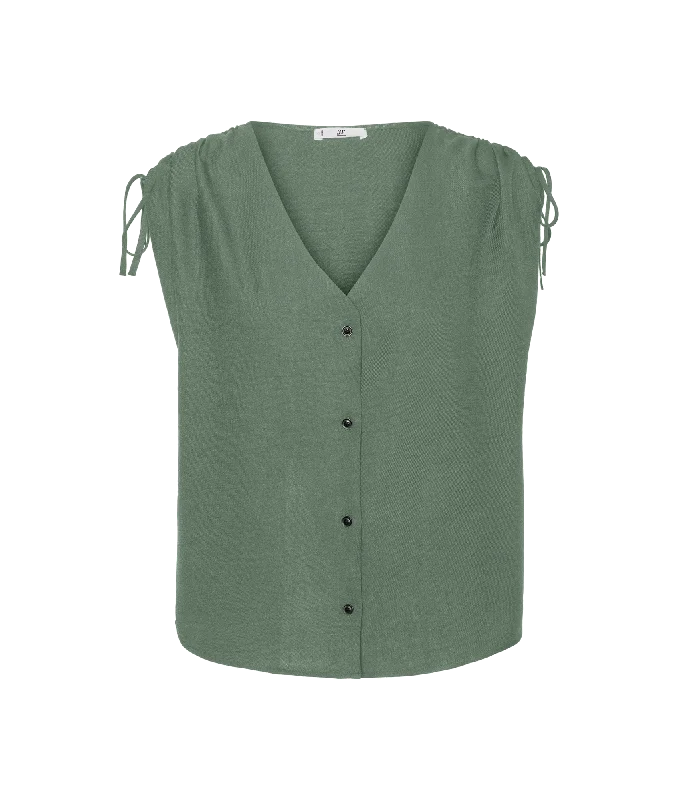 Melaney Short Sleeve Shoulder Top - Green