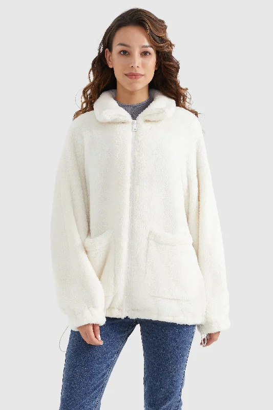 Zip Up Drawstring Hem Cozy fuzzy fleece Sweatshirt