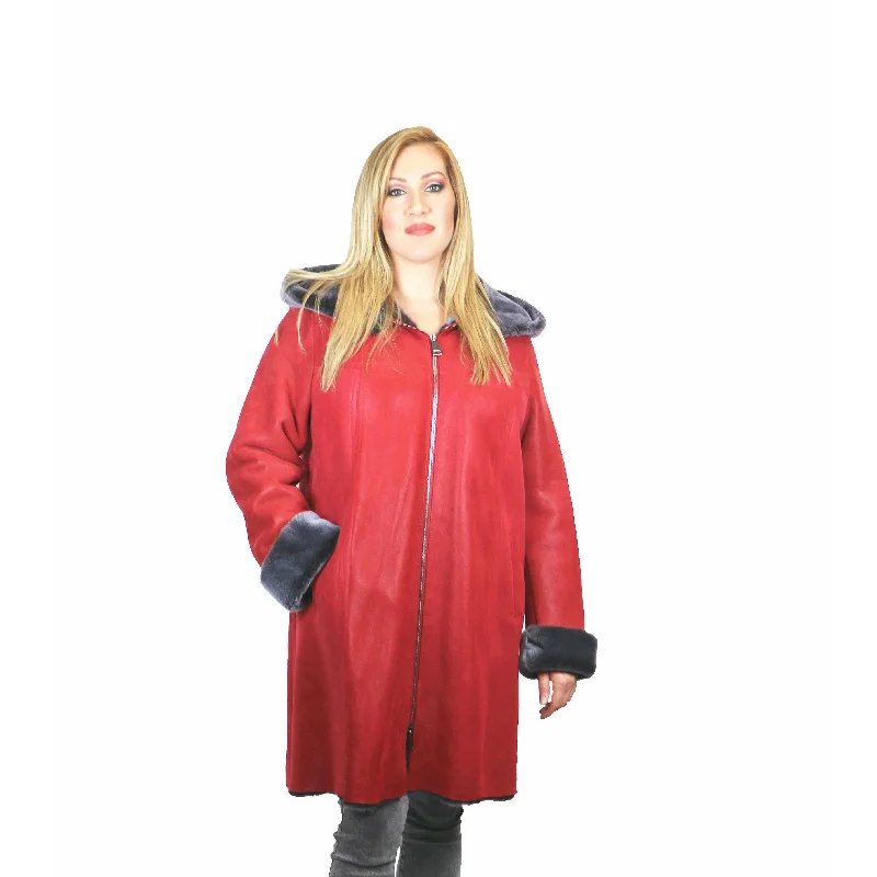 Zooloo Women's Sheepskin Shearling Winter Coat