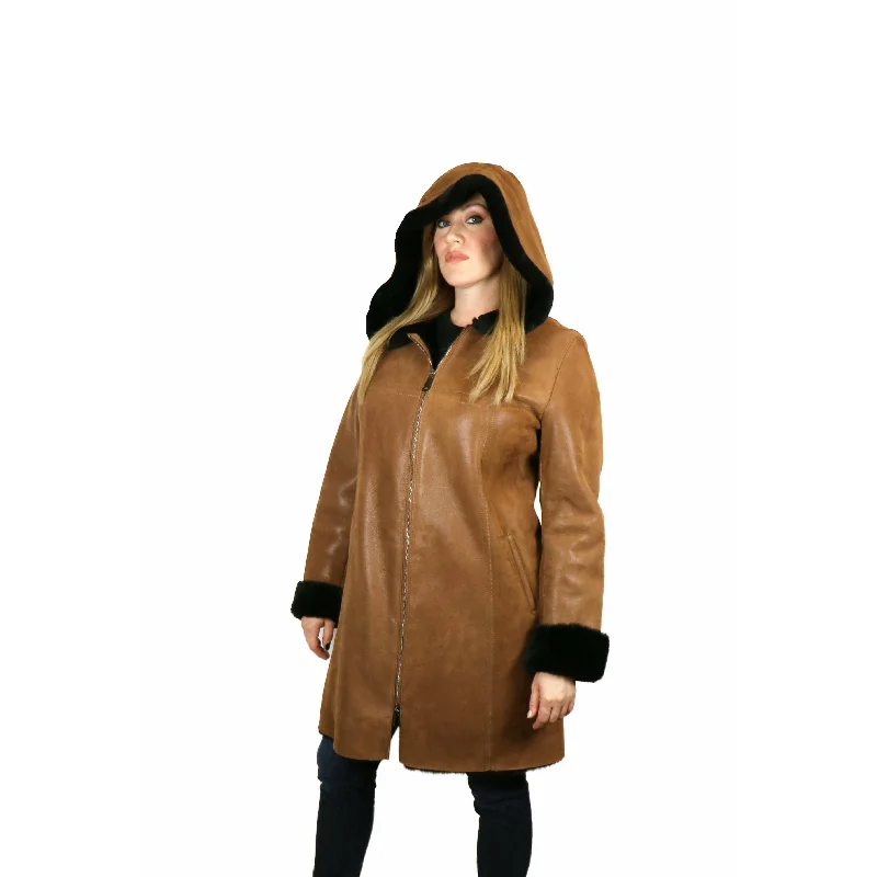 Zooloo Women's Sheepskin Shearling Winter Coat