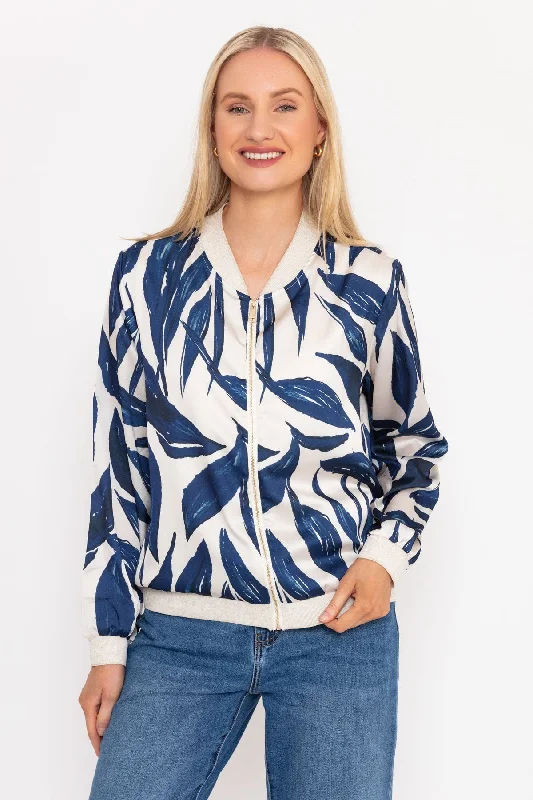 Navy Printed Bomber Jacket