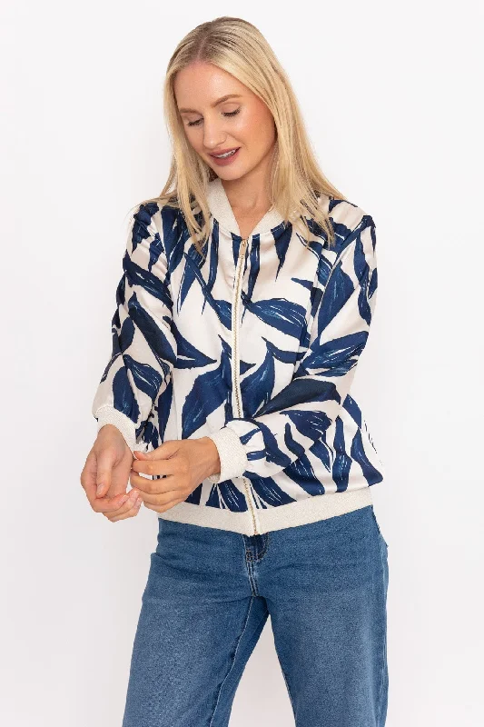 Navy Printed Bomber Jacket