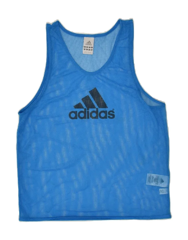 ADIDAS Womens Graphic Vest Top UK 10 Small Blue Polyester