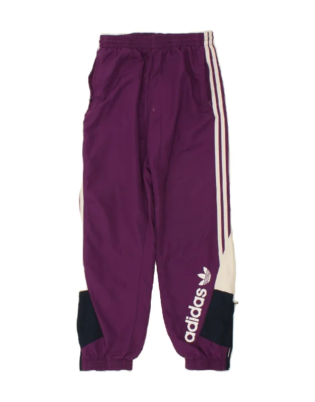 ADIDAS Womens Tracksuit Trousers Joggers UK 10 Small Purple Colourblock