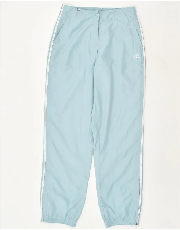 ADIDAS Womens Tracksuit Trousers Joggers UK 14 Medium Blue Polyester