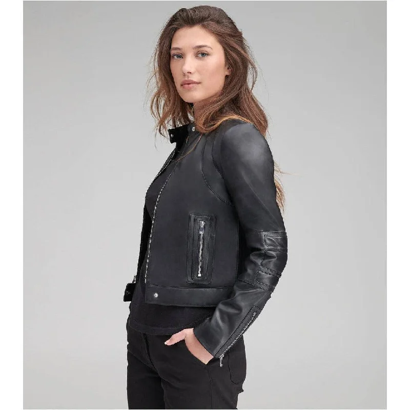 ANDREW MARC Women's Moto Leather Jacket