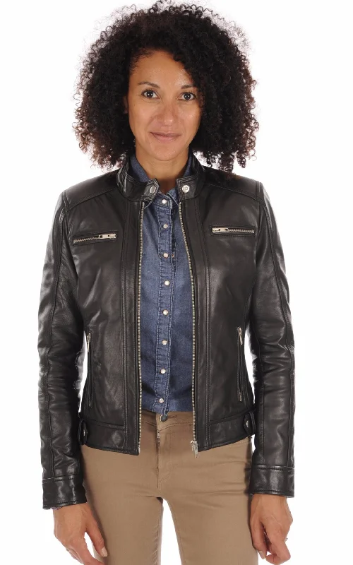 Black Leather Classic Biker Women Jacket