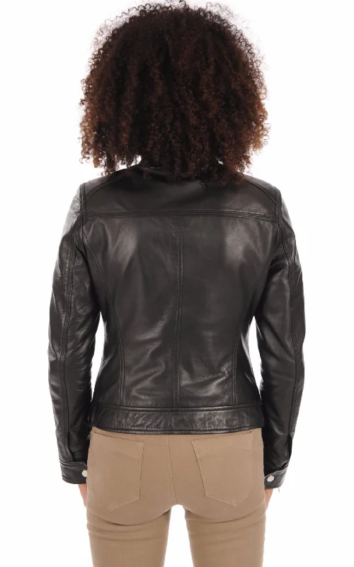 Black Leather Classic Biker Women Jacket