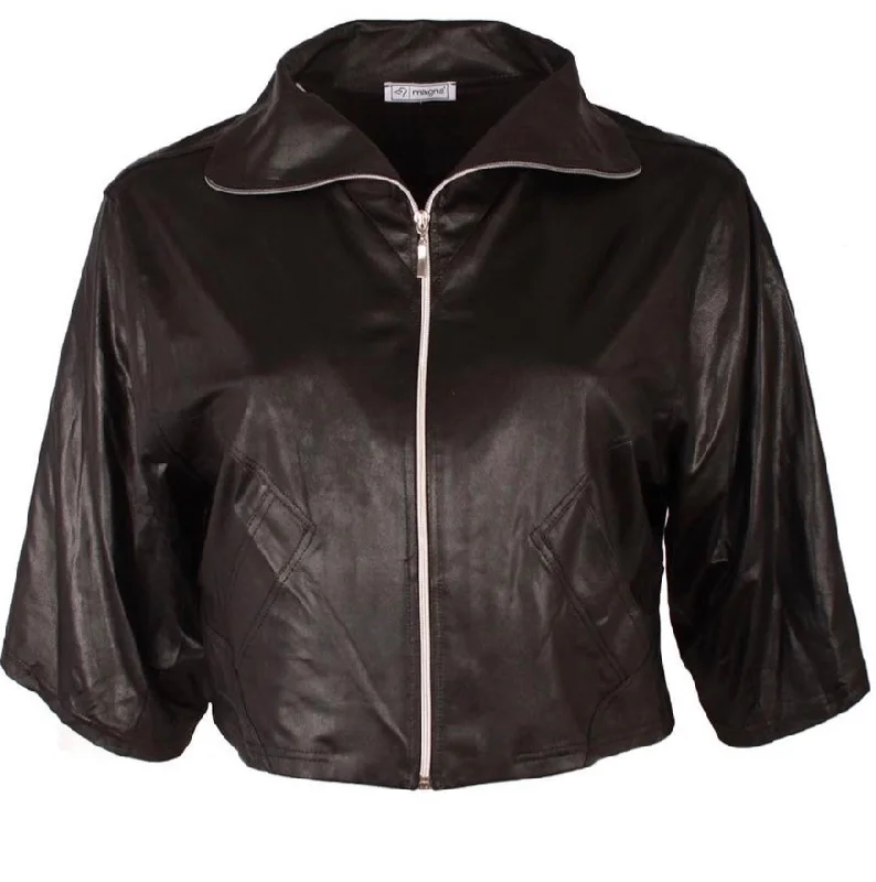 Black Leatherette Crop Jacket