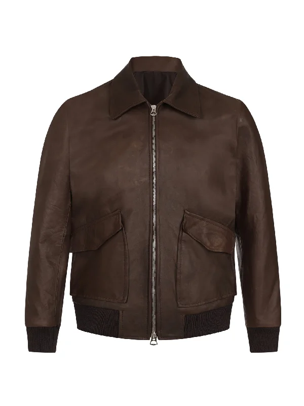 Italian Bomber with Detachable Shearling Collar