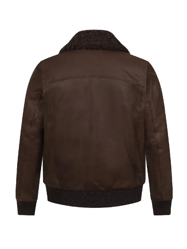 Italian Bomber with Detachable Shearling Collar